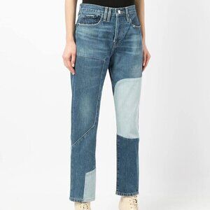 Frame women's jeans 25 Le Original patchwork denim button fly straight leg
